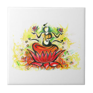 Handmade Abstract Painting of Lakshmi Maa Tile