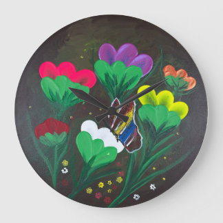  Handmade artwork - Butterfly Bolssom Large Clock