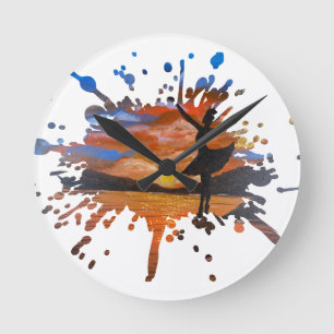 Handmade artwork / Dancing with sunso Round Clock