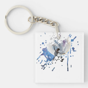 Handmade artwork- dancing with the moon key ring
