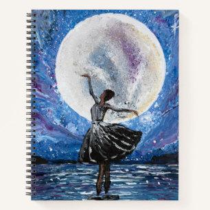 Handmade artwork- dancing with the moon notebook