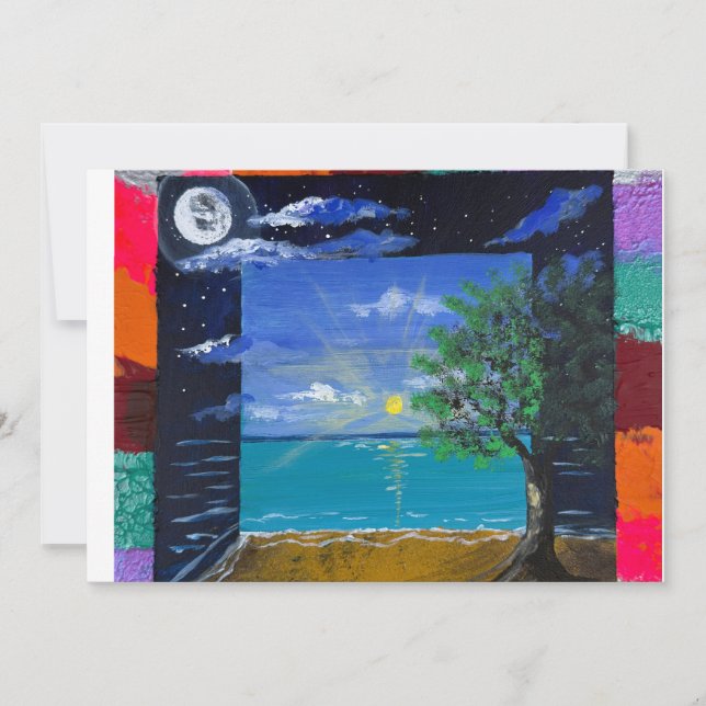 Handmade artwork - Day and Night  Invitation (Front)