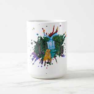 Handmade Artwork – Dog by the Waterfall Coffee Mug