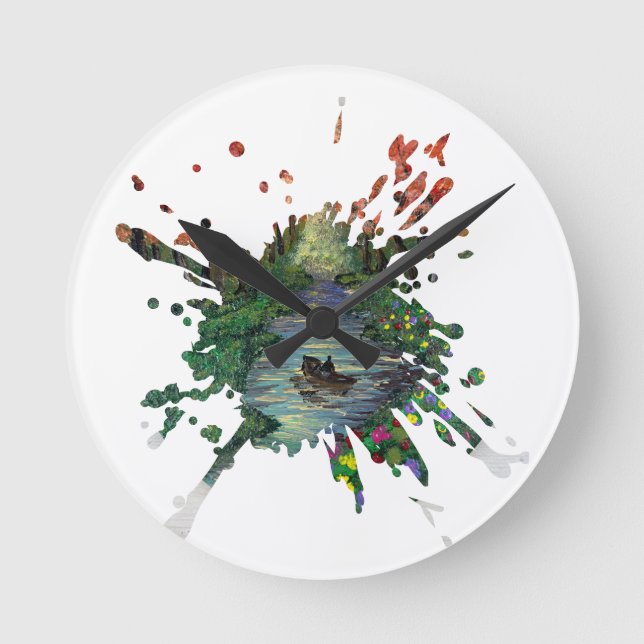 Handmade artwork - Orang trees  Round Clock (Front)