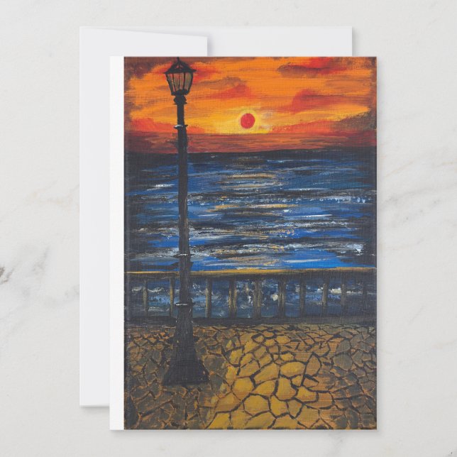  handmade artwork/ Sunset by the Sea Invitation (Front)