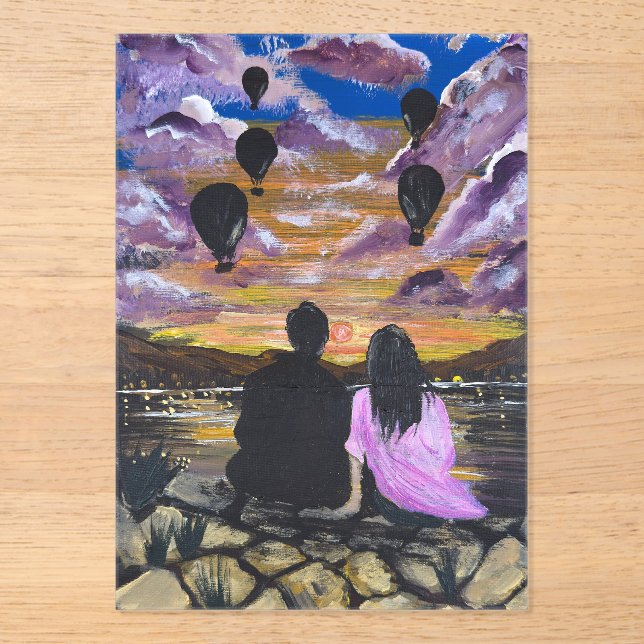 Handmade Artwork – Sunset Together Acrylic Invitations (Front)