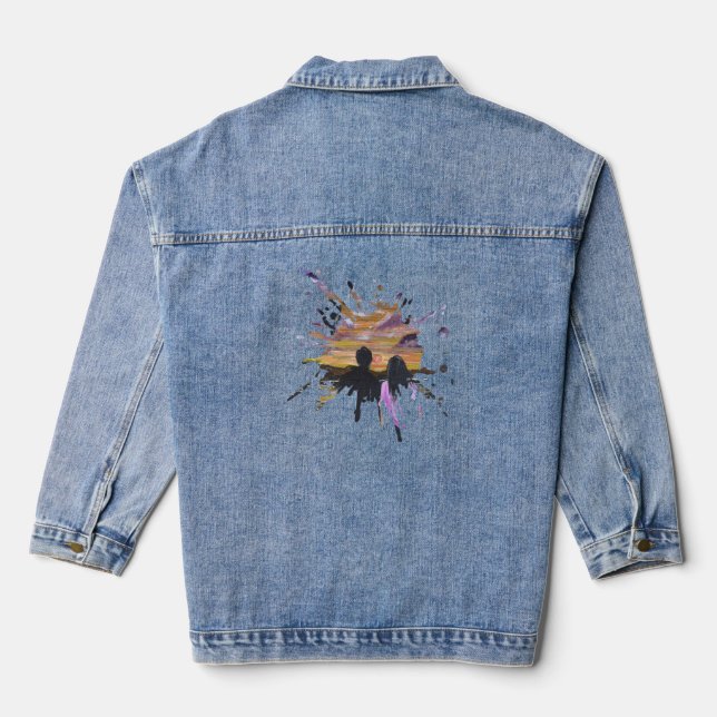 Handmade Artwork – Sunset Together Denim Jacket (Back)