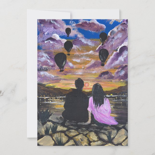 Handmade Artwork – Sunset Together Invitation (Front)