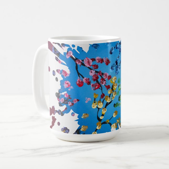 Handmade artwork-    The Flower Wheel Coffee Mug (Front Left)