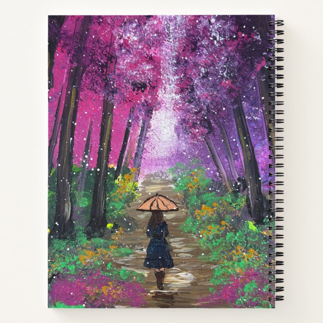 Handmade artwork-Walking alone  Notebook (Back)