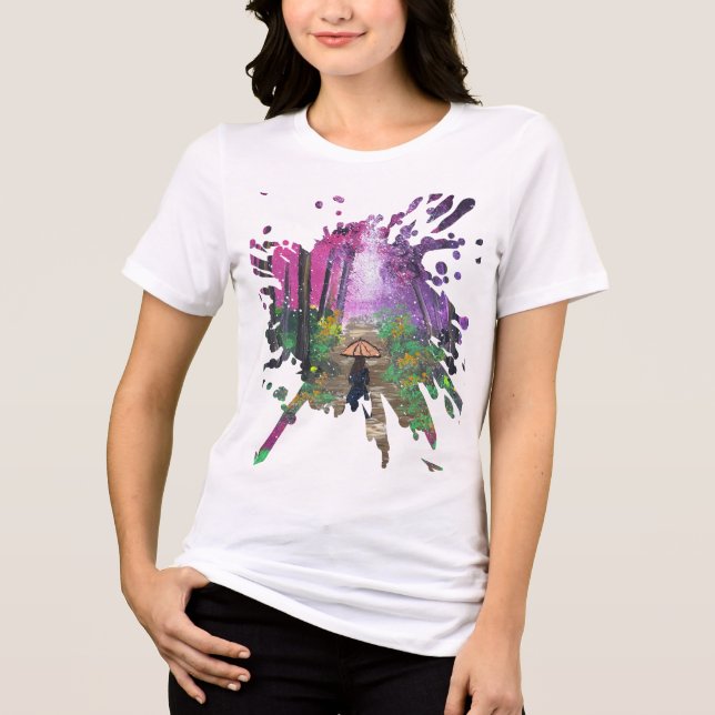 Handmade artwork-Walking alone  Tri-Blend Shirt (Front)