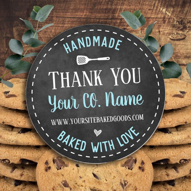 Handmade Baked with Love Thank You Classic Round S Classic Round Sticker (Creator Uploaded)