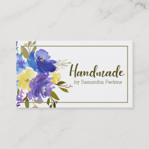 Handmade Blue Purple Yellow Flower Business Card