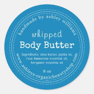 Handmade Body Butter Organic Business Bright Blue Classic Round Sticker