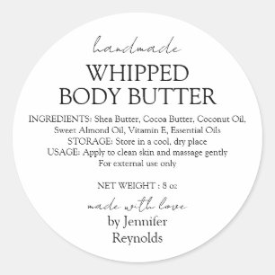 Handmade Body Butter Organic Business Classic Round Sticker