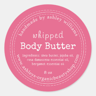 Handmade Body Butter Organic Business Hot Pink Classic Round Sticker