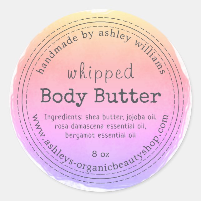 Handmade Body Butter Organic Business Ipanema Classic Round Sticker (Front)