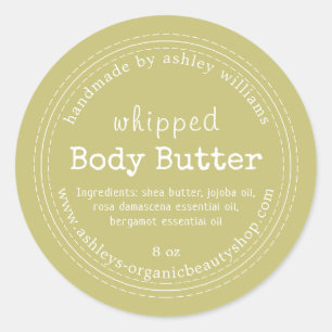 Handmade Body Butter Organic Business Olive Green Classic Round Sticker