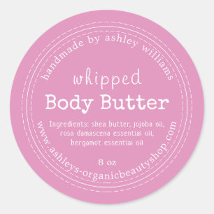 Handmade Body Butter Organic Business Pink Classic Round Sticker