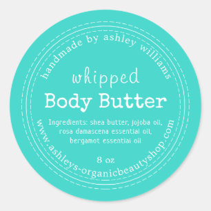 Handmade Body Butter Organic Business Turquoise Classic Round Sticker