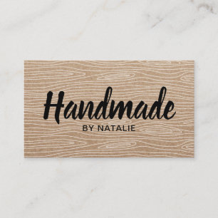 Handmade Bold Text Minimalist Rustic Wooden Business Card