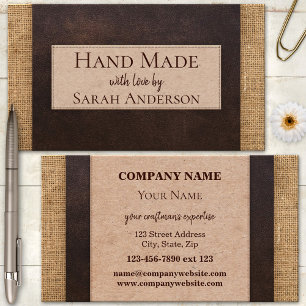 Handmade Burlap Leather Cardboard Craft Business Card