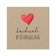 Handmade Business Cards, Red Heart, Custom