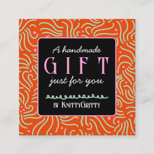 handmade business holiday red & pink gift card