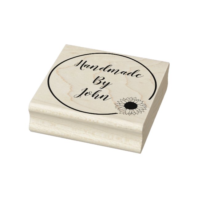 Handmade By Custom Floral Rubber Stamp (Stamp)