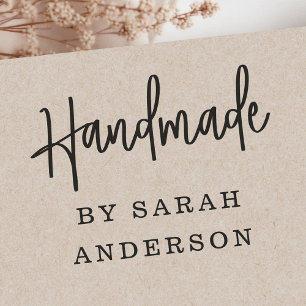 Handmade by custom name modern handwritten script rubber stamp