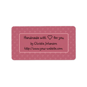 Handmade by - cute pink polka dot design label