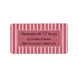 Handmade by - cute pink striped design label