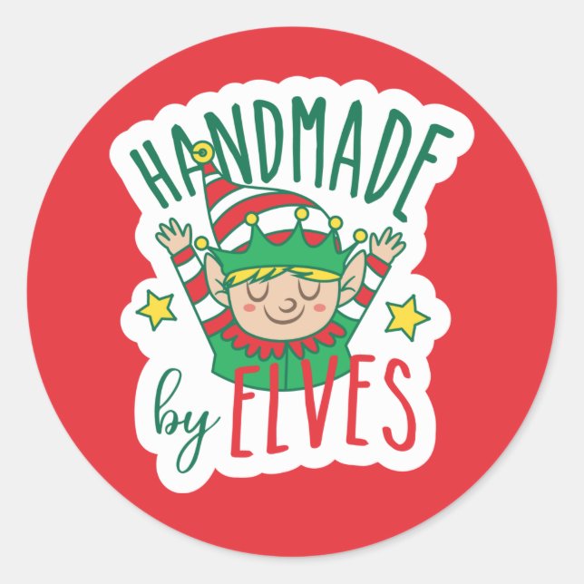Handmade by Elves - Custe Christmas Classic Round Sticker (Front)