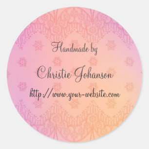 Handmade by - floral design classic round sticker