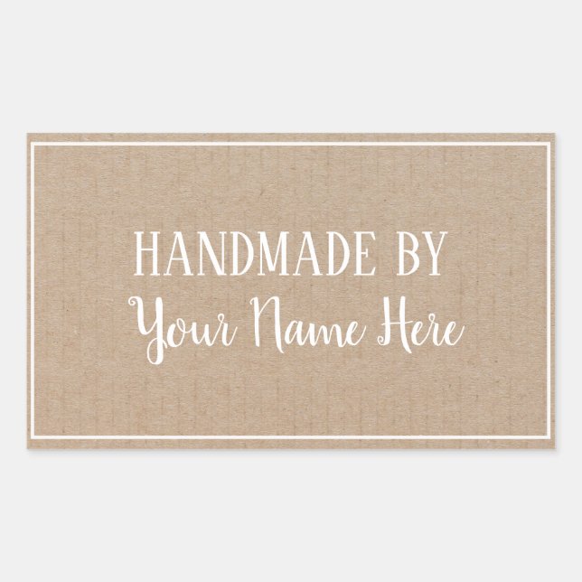 Handmade By Gift Rustic Vintage Craft Rectangular Sticker (Front)