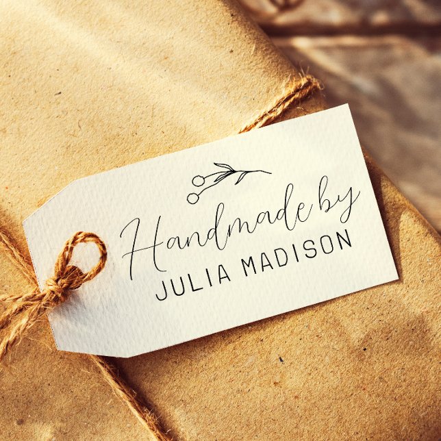 Handmade By Hand Drawn Botanical Simple Rubber Stamp (Creator Uploaded)