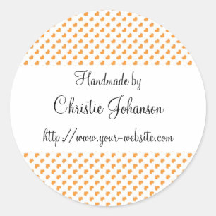 Handmade by - hearts design classic round sticker