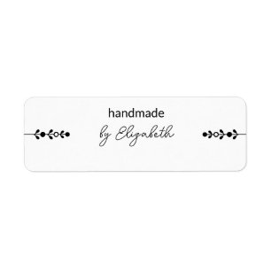 Handmade By Name in Cursive Script Decorative Line Return Address Label