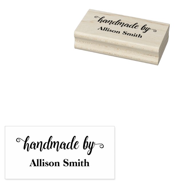 Handmade by Personalised Wood Stamp (Stamped)