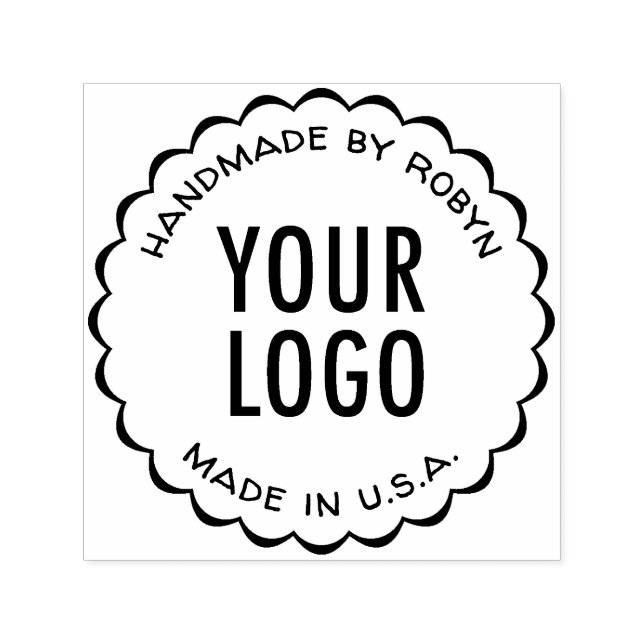Handmade By Self-Inking Stamp with Logo Scalloped (Design)