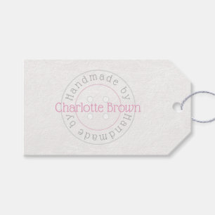 Handmade by sewing button gift tag