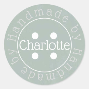 Handmade by sewing button sticker