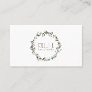 Handmade By Simple Rustic Wreath Logo Business Business Card