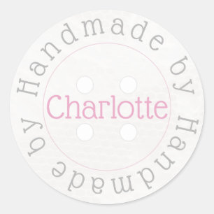 Handmade by white sewing button sticker