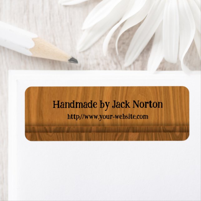 Handmade by - wood design return address label (Insitu)