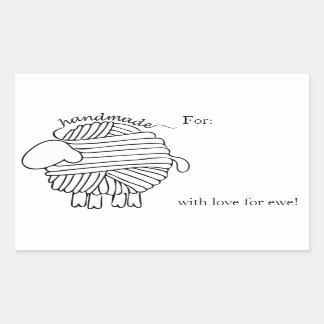 'Handmade By' Yarn Sheep Rectangular Sticker