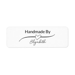 Handmade By Your Name in Script with Heart Return Address Label