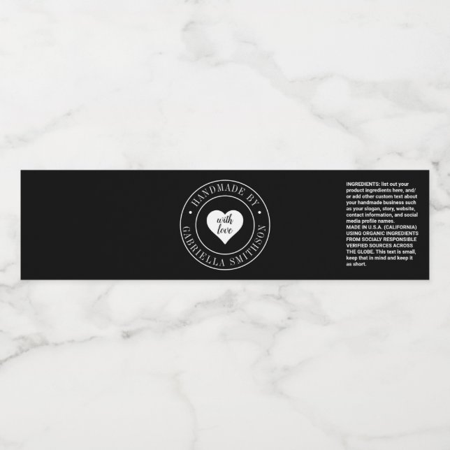 Handmade by Your Name Product Wrap Around Label (Single Label)