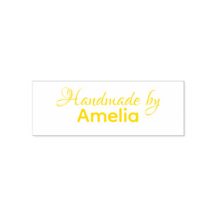 Handmade By Your Name Yellow Self-inking Stamp