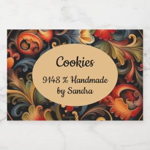 Handmade by yourname Rosepaint Rosemaling 2 of 6 Food Label